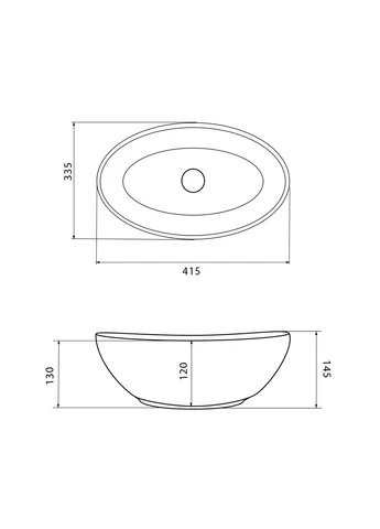 Раковина накладная Parma Gold Edge овальная 335x415 мм Черный (RM--011012) VBI (373997870)