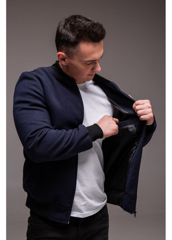 Синяя демисезонная кашемировая куртка – бомбер с подкладкой No Brand