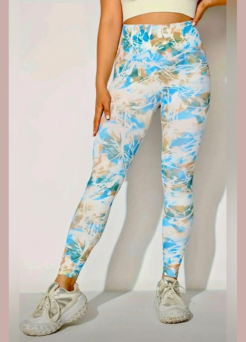 Комбинированные женские спортивные леггинсы (лосины) тай-дай для фитнеса и йоги No Brand