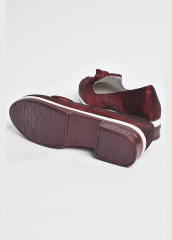 Бордовые туфли детские для девочки бордового цвета без шнурков Let's Shop