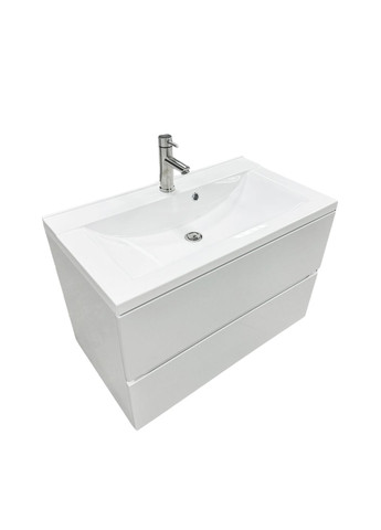 Набір для ванної кімнати, раковина, умивальник QUANTO 80, штучний камінь, прямокут., з сифоном Click-Clack + змішувач Adamant (365748428)