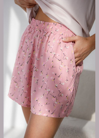Розовая всесезон пижама из штапеля майка + шорты Barwa 0330/331 rose flowers