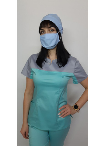 Костюм женский медицинский Капля котон короткий рукав 42, Песок с кремовой отделкой No Brand (361359945)