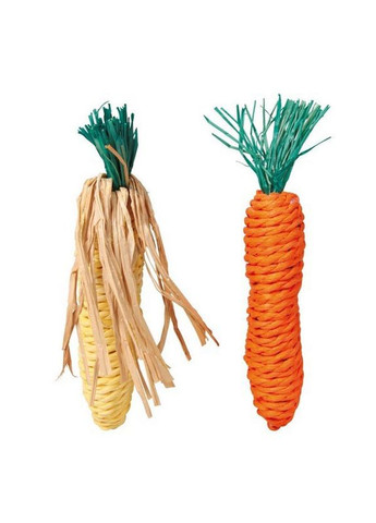 Игрушки для грызунов Set of Straw Toys морковь и кукуруза плетенные, 15см Trixie (292395339)