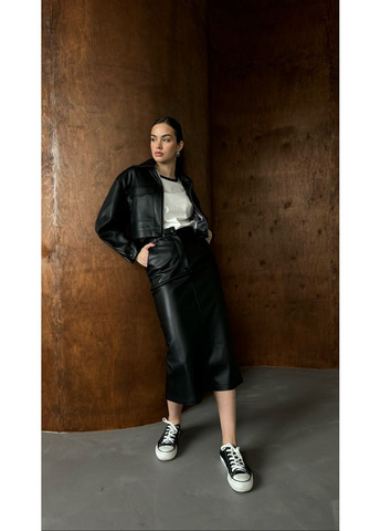 Чорна куртка з екошкіри косуха No Brand