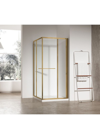 Душова кабіна без піддону SR SC09-90x90x200-R-TR-12 прозоре скло Easy Clean 6мм Матове золото (KR5771) KOER (369932936)