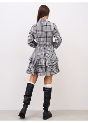 Світло-сіра повсякденний картата сукня-сорочка сукня-сорочка No Brand в клітинку