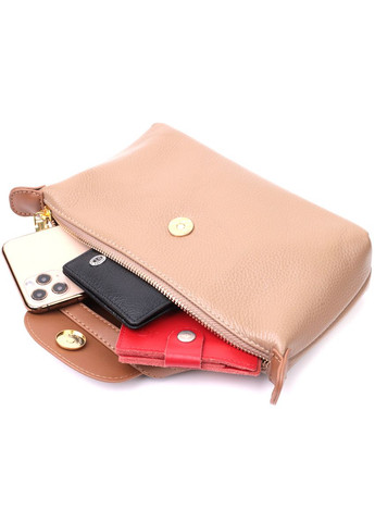 Сумка женская через плечо с интересным клапаном кожаная 22251 Бежевая Vintage (302008077)