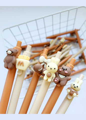 Гелевая ручка в корейском стиле с объемной фигуркой белый кролик черная гелевая паста сменный стержень No Brand (320916882)