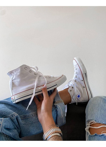 КЕДИ ЖІНОЧІ CONVERSE CLASSIC HIGH WHITE КОНВЕРС No Brand білі демісезони (369392348)