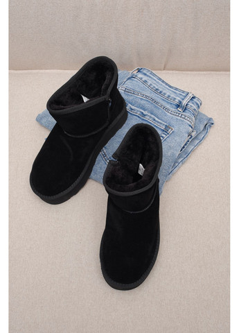 Зимові замшеві уггі чорного кольору на високій підошві з боковою змійкою, стильне та тепле взуття для щоденного носіння PL PS (363984985)