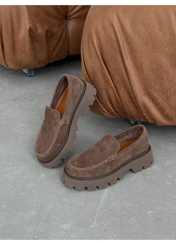 Helen Лоферы на высокой подошве коричневый з натуральная замша, украина — (360869268)