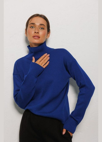 Синій демісезонний в'язаний жіночий светр електрик Modna KAZKA