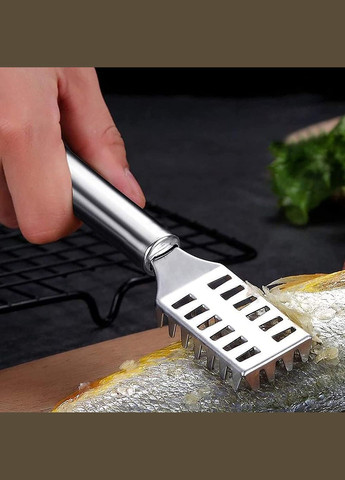 Рыбочистка 4-рядная из нержавеющей стали скребок для быстрой чистки рыбы 19.5 см Kitchen Master (317638703)