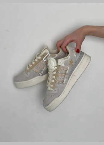 Цветные всесезонные кроссовки Vakko Adidas Forum 84 Low Grey Beige Off-White