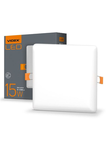 LED светильник встраиваемый безрамочный квадратный 15W 4100K Videx (335835410)