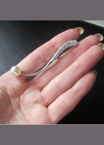 Ошатна брошка в стразах із перлиною, 5055 Fashion Jewelry (338431379)