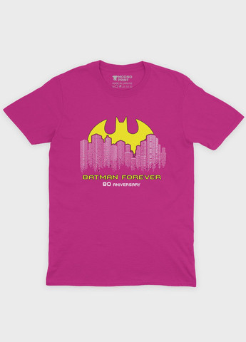 Рожева демісезонна футболка для дівчинки з принтом супергероя - бетмен (ts001-1-fuxj-006-003-036-g) Modno