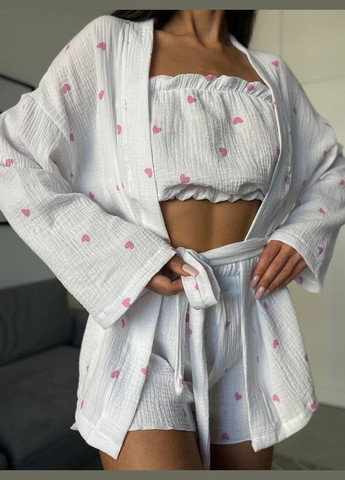 Жіночий літній костюм-трійка з мусліну No Brand Р4939-673 (347176322)