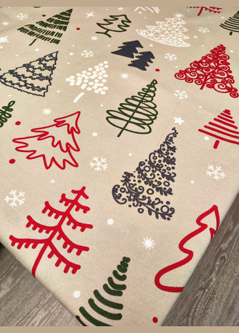 Нарядная бежевая скатерть на новый год водоотталкивающая с тефлоновым покрытием на прямоугольный стол 140, 170 Maystat (307060907)