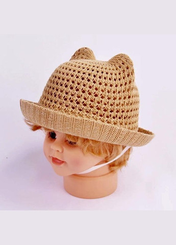 Солнцезащитная детская хлопчатобумажная шляпа панама с бежевыми ушками 48-52 No Brand (358204290)