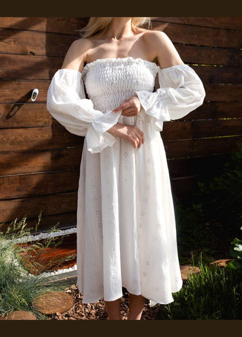 Молочное повседневный, праздничный женское платье из муслина Avanti однотонное