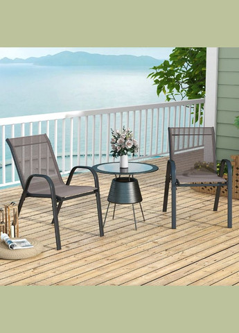 Комплект садовых стульев Patio с подлокотниками серый Costway (362027994)