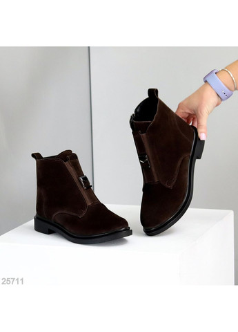 Черевики зимові Seline, натуральна замша, шоколадні, на блискавці No Brand (365553026)