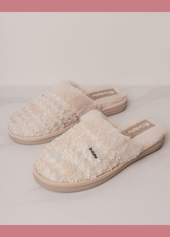 Светло-бежевые тапочки с мехом ek2j Inblu с мехом