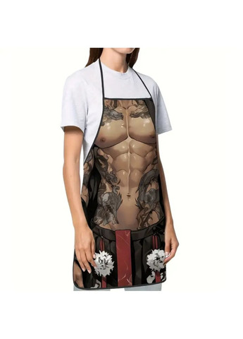 Фартух чоловічий прикольний Торс з тату 74 на 54 см різнобарвний Jannet Фартух (361893407)