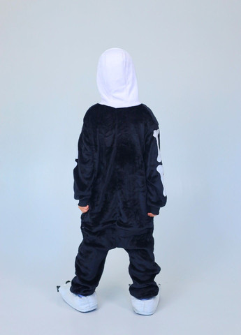 Кігурумі піжама Скелет дитяче плюшеве чорне з капюшоном на Хелловін Lalapka (362490057)