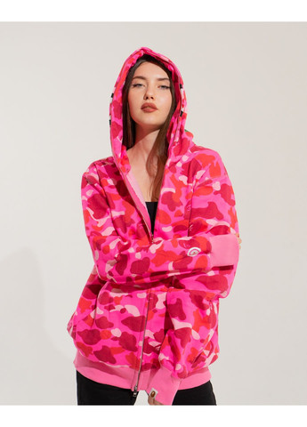 Худі рожевий Bape A Bathing Ape Shark Pink Camo Full Zip Hoodie Womens (356677685)