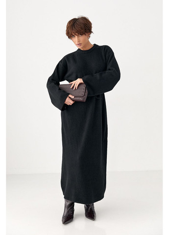 Чорна довга в'язана вільна сукня Lurex