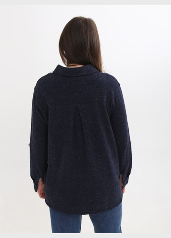 Темно-синяя повседневный рубашка однотонная MDG с длинным рукавом