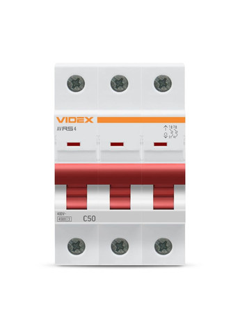 Автоматический выключатель RS4 3п 50А С 4,5кА RESIST (VFRS4-AV3C50) Videx (282313020)