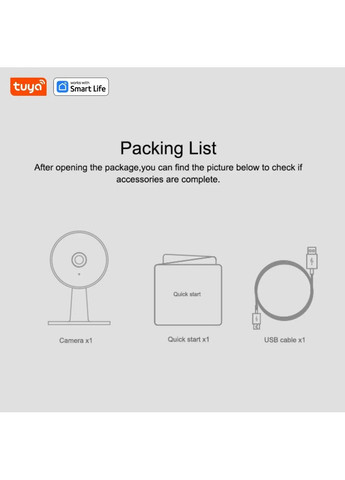 Wi-Fi камера Tuya Full HD 1080P з нічним баченням, двонаправленим звуком та детектором руху China (351855005)
