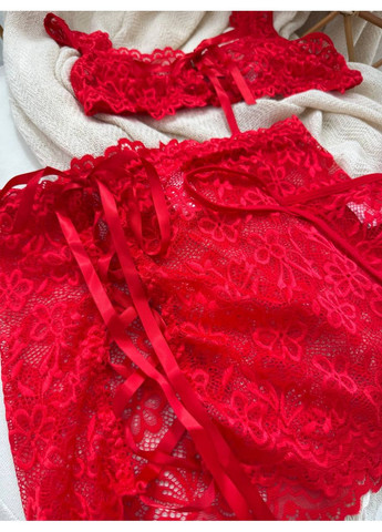 Красный балконет комплект женского белья | нежный кружевной, красное соблазнение Vital-Textile без косточек полиэстер, эластан