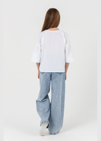 Белая рубашка с вышивкой для девочки фиалка 134 см белый (sc) shop (2000990558725) MEREZHKA (364659863)