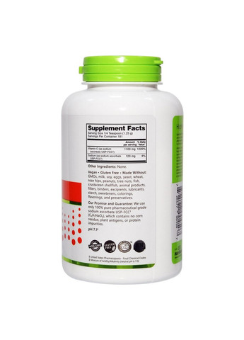 Вітамін С буферизований содою,, Sodium Ascorbate with Vitamin C, кристалічний порошок, 227 г NutriBiotic (364312453)