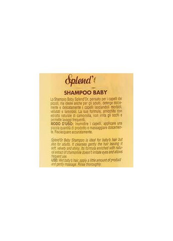 Шампунь дитячий з ромашкою Baby Shampoo Estratto di Camomilla 300 мл Splendor (369717642)