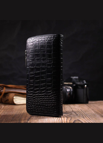 Місткий жіночий гаманець з натуральної шкіри з тисненням під крокодила 21980 Bond (331906305)