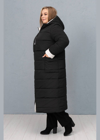Чорне демісезонне Двостороннє стьобане пальто ПОЛІ чорне (з білим) Tatiana