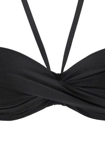 Чорний літній купальник з драпіруванням бандо, балконет, роздільний Lascana