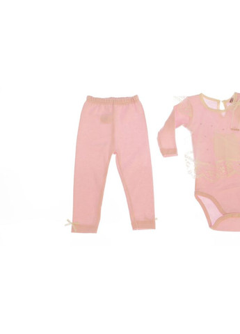 Розовый демисезонный боди со штанами для девочки трикотажные кошечка розовый 68 см (34391) BABYKROHA