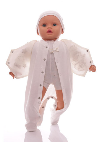 Человечек с шапочкой для мальчика интерлок Ангелочек молочный 62 см (40418) BABYKROHA (297197494)