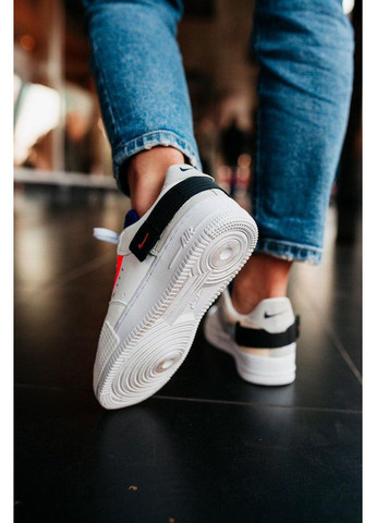 КРОССОВКИ ЖЕНСКИЕ NIKE AIR FORCE 1 TYPE 354 WHITE BLUE RED НАЙК АИР ФОРС 1 ПРЕМИУМ No Brand белые демисезоны (369391364)