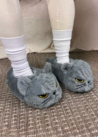 Тапочки-капці жіночі з м’яким хутром Кіт, антиковзка підошва My Kigu (366423906)