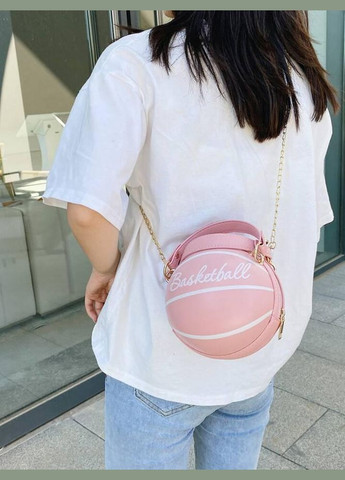 Женская круглая сумка BASKETBALL мяч на цепочке розовая No Brand (290704819)