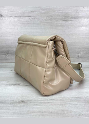 Женская сумка кросс-боди из экокожи со стеганным узором «Камила» бежевого цвета WeLassie (298570988)