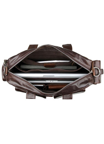 Сумка чоловіча через плече шкіряна портфель для документів А4 планшет в дорогу для телефону Темно-коричневий 34286 John McDee (331862433)